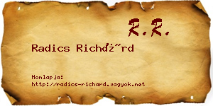 Radics Richárd névjegykártya