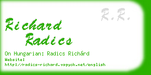 richard radics business card